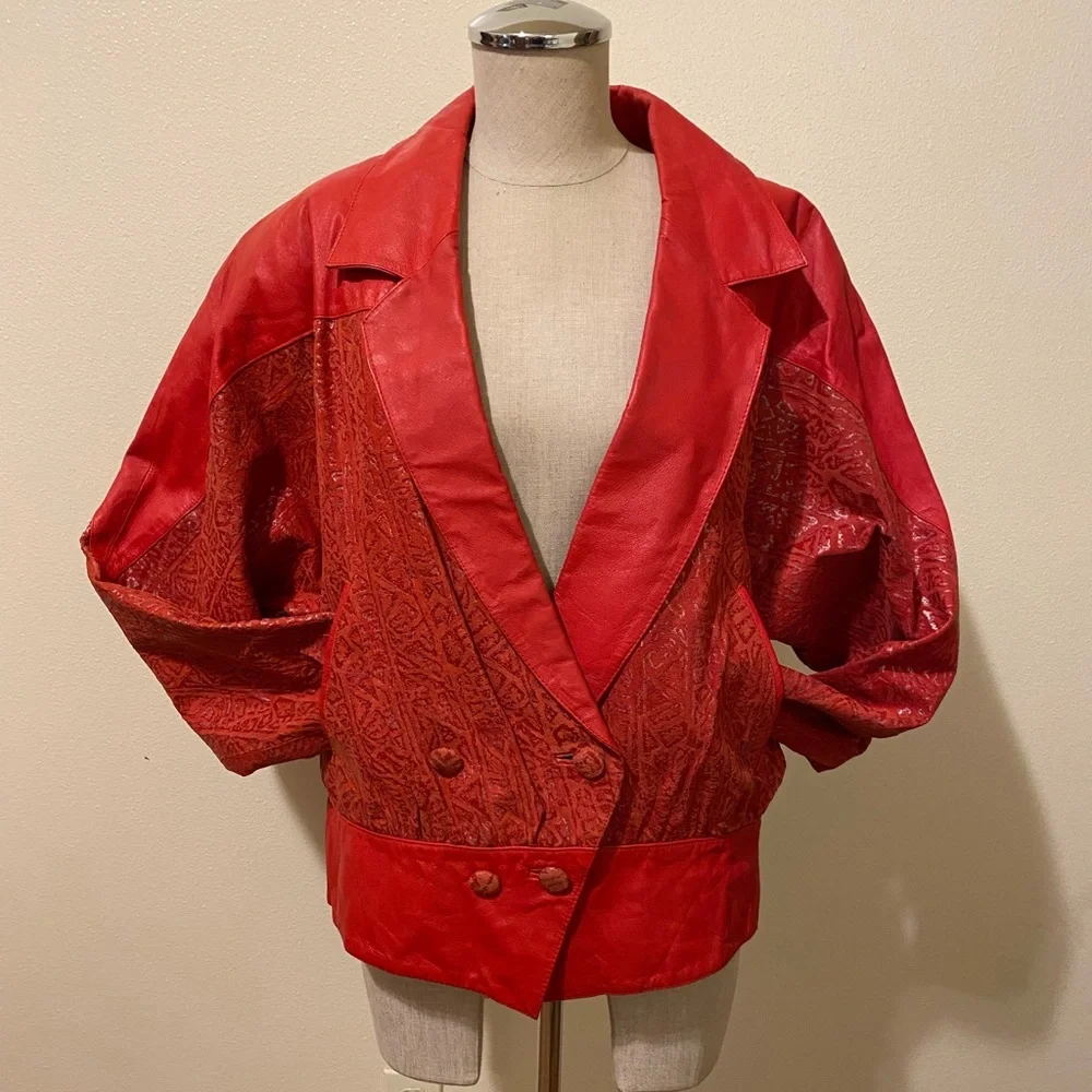 80’s Elegant Red Women's Jacket - Picture 1 of 5